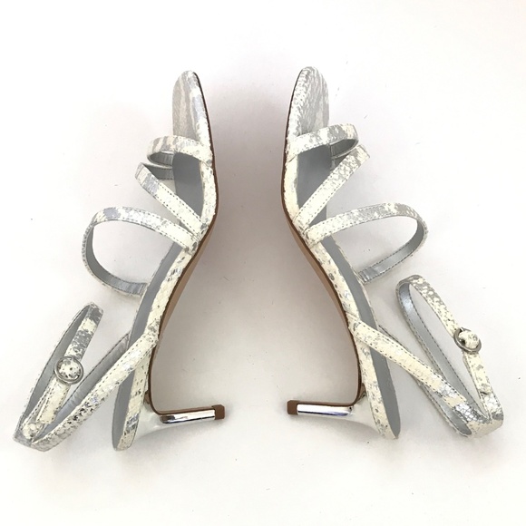 ESSEX LANE Madalie Snake Skin Leather Heeled Sandals Disco Lizard Heels Size 8 - Picture 12 of 16